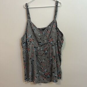 Torrid Tank Top 6X Gingham Floral Adjustable Straps Black White Pink Blue